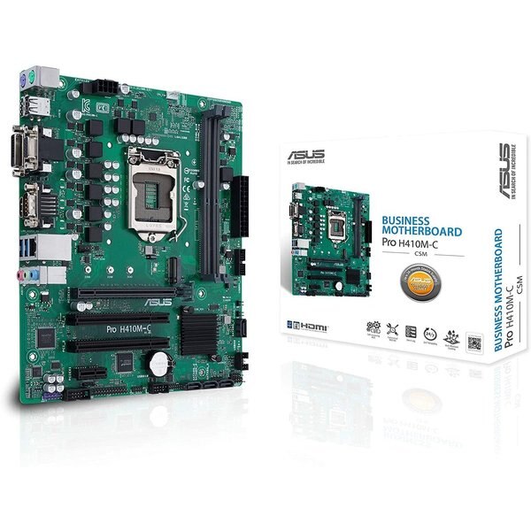 Asus PRO H410M-C/CSM LGA1200 (Intel 10th Gen) Micro ATX Commercial Motherboard (M.2, Intel LAN, DVI,  PROH410M-C/CSM